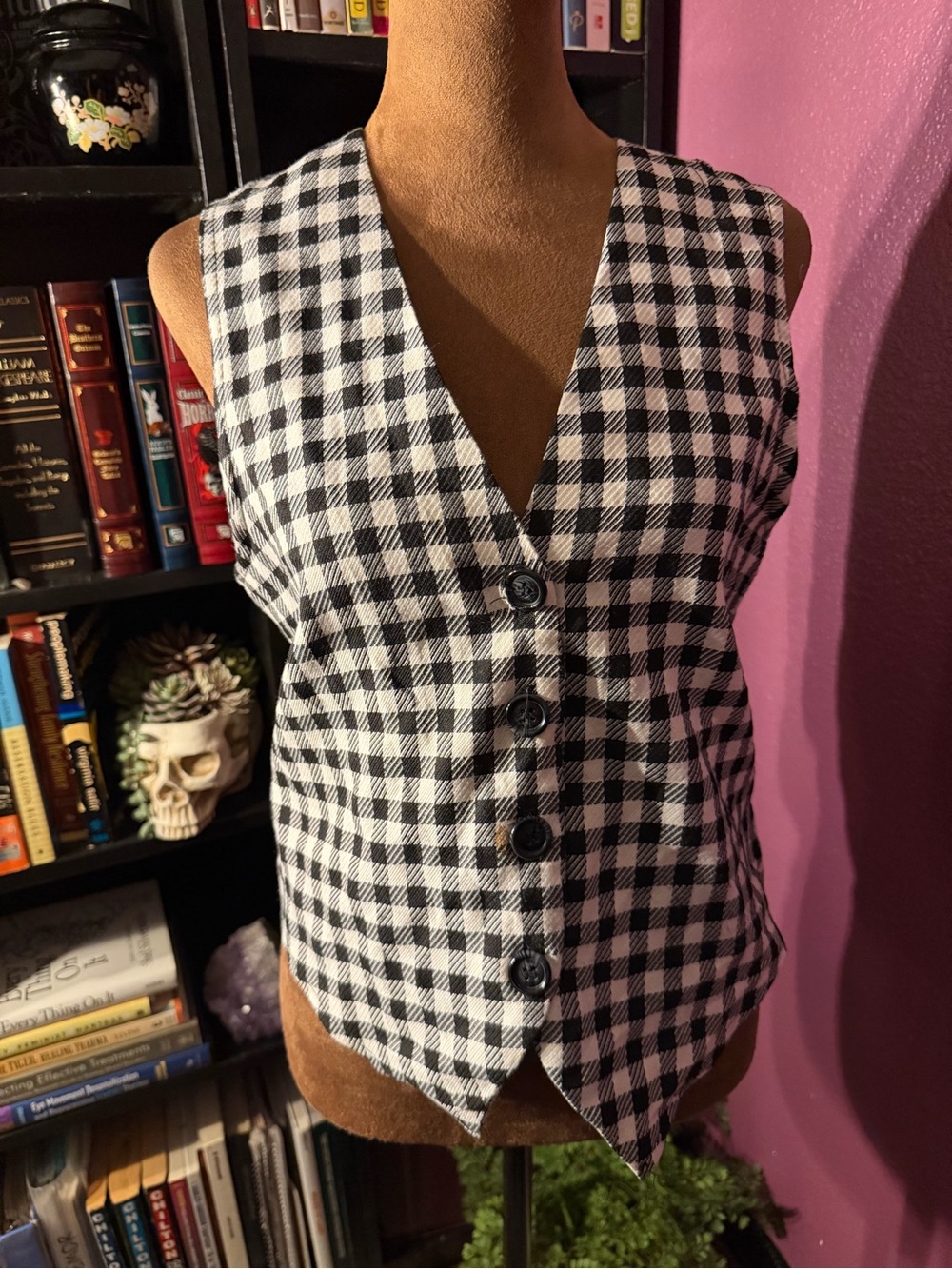 Vtg My Michelle B/W check vest